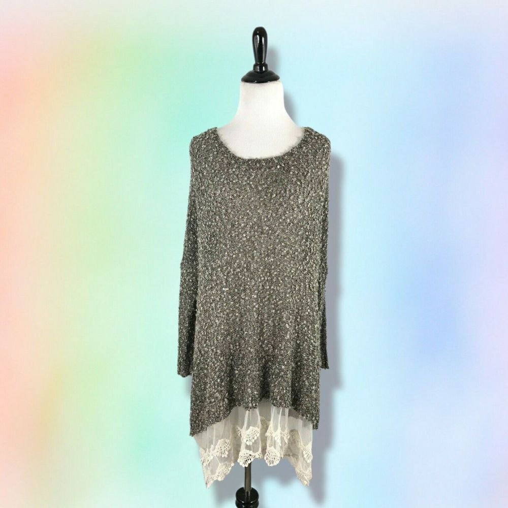 altar'd state final chapter sweater Dress S/M Lace Trim Popcorn